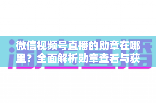 微信视频号直播的勋章在哪里？全面解析勋章查看与获取攻略